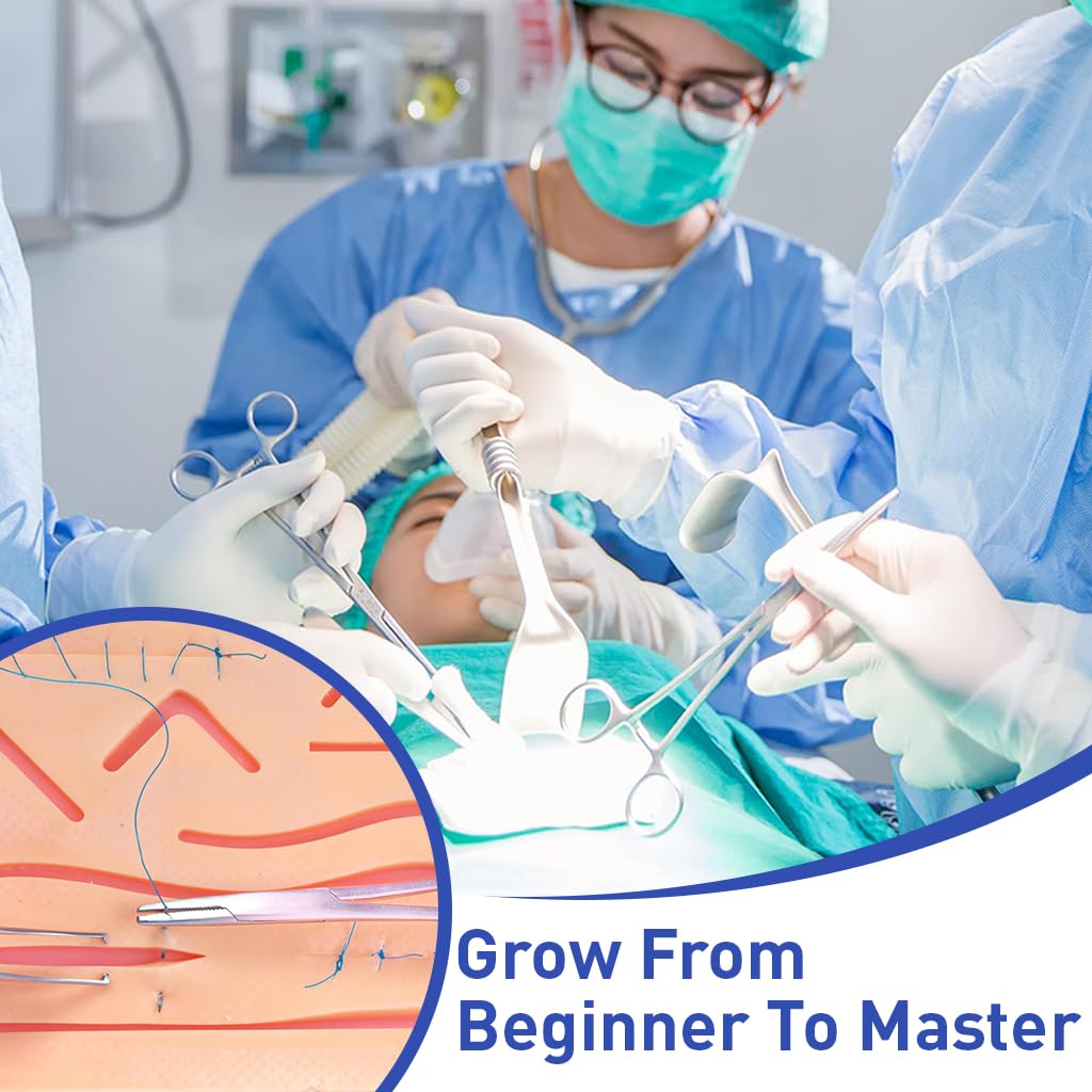 ZIBUYU Silicone Suture Pad Multi-Layered Skin-Like Silicone Suturing Practice Pad with 13 Pre-Cut Incisions Reuseable Suture Pad for Suturing Skills, Medical and Vet Students Supplies, 17x12cm ZIBUYU Silicone Suture Pad Multi-Layered Skin-Like Silicone Suturing Practice Pad with 13 Pre-Cut Incisions Reuseable Suture Pad for Suturing Skills, Medical and Vet Students Supplies, 17x12cm